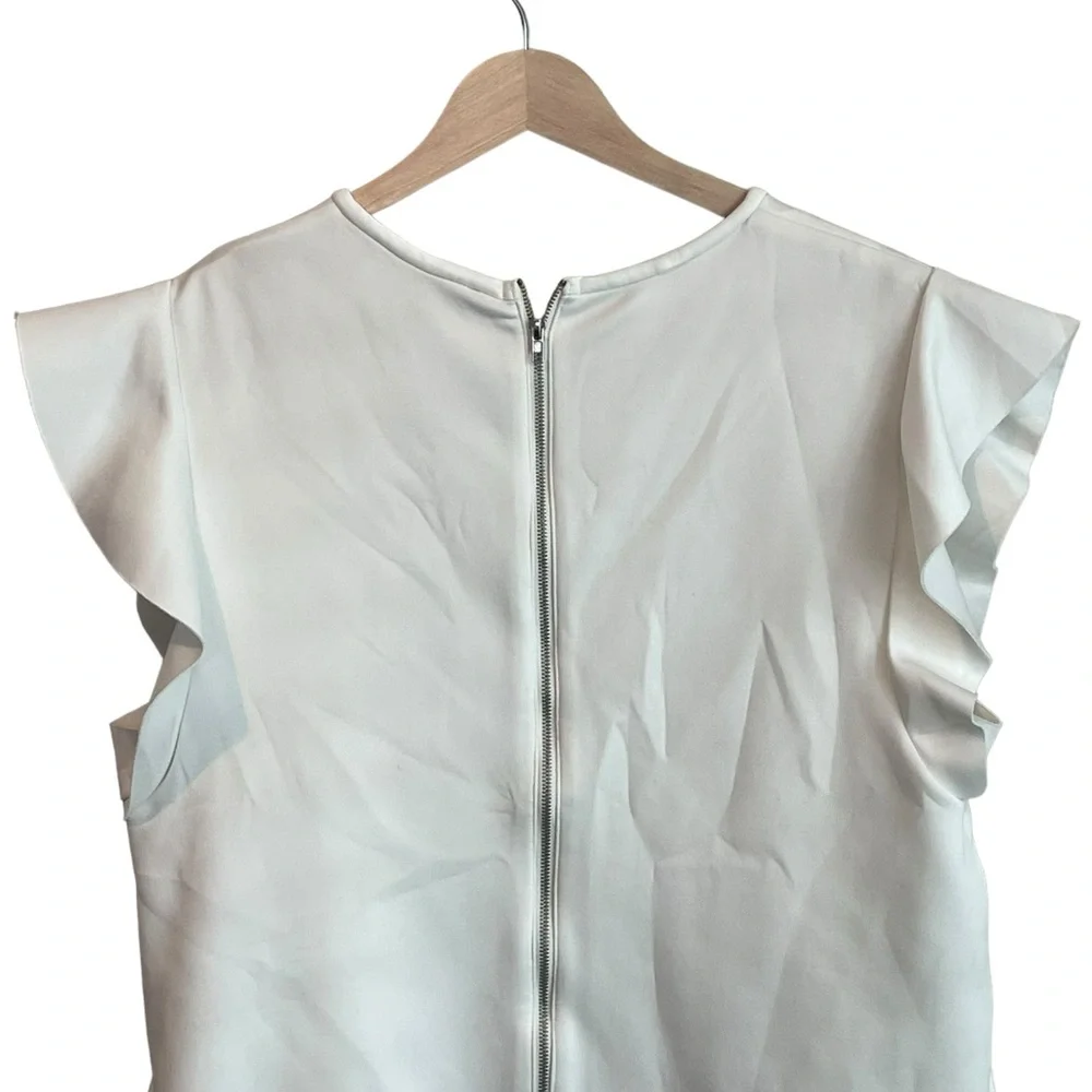 Philosophy Scuba Ruffle Flutter Sleeve Back Exposed Zip Pullover Blouse Size L